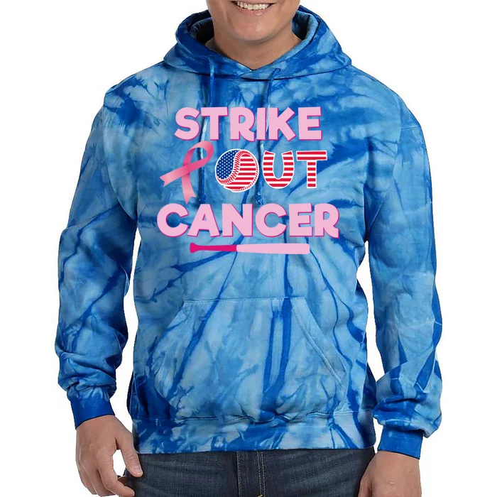 Strike Out Breast Cancer Gift Pink Ribbon Cancer Warrior Gift Tie Dye Hoodie