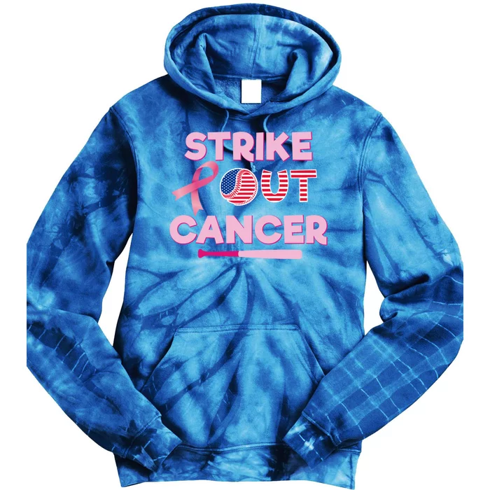 Strike Out Breast Cancer Gift Pink Ribbon Cancer Warrior Gift Tie Dye Hoodie