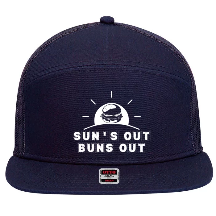 Suns Out Buns Out Summer Gift 7 Panel Mesh Trucker Snapback Hat