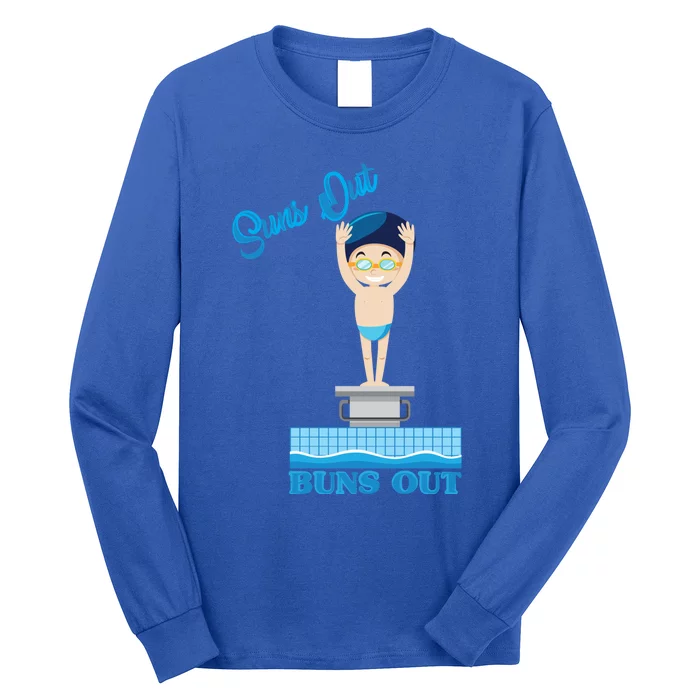 Suns Out Buns Out Swimming Sport Swimmer Gift Long Sleeve Shirt