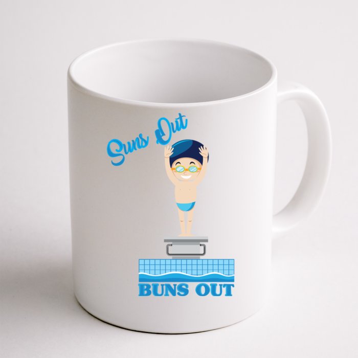 Suns Out Buns Out Swimming Sport Swimmer Gift Front & Back Coffee Mug