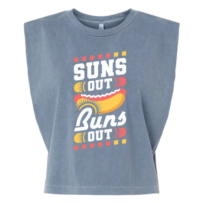 Suns Out Buns Out Bbq Hot Dog Gift Garment-Dyed Women's Muscle Tee