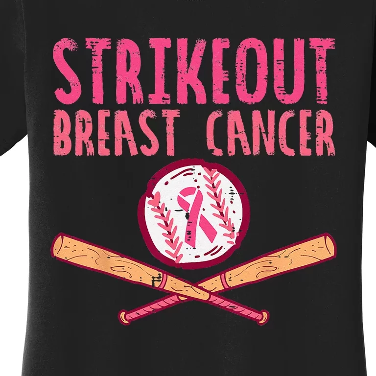 Strike Out Breast Cancer Baseball Fight Awareness Women's T-Shirt