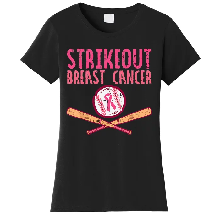 Strike Out Breast Cancer Baseball Fight Awareness Women's T-Shirt