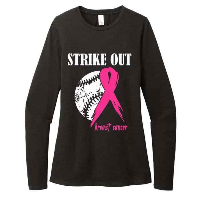 Strike Out Breast Cancer Awareness Baseball Fighters Womens CVC Long Sleeve Shirt