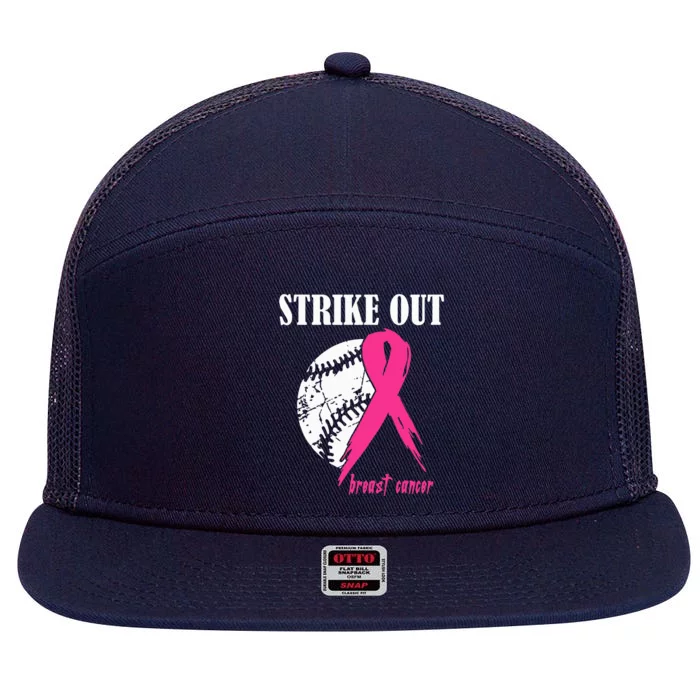 Strike Out Breast Cancer Awareness Baseball Fighters 7 Panel Mesh Trucker Snapback Hat