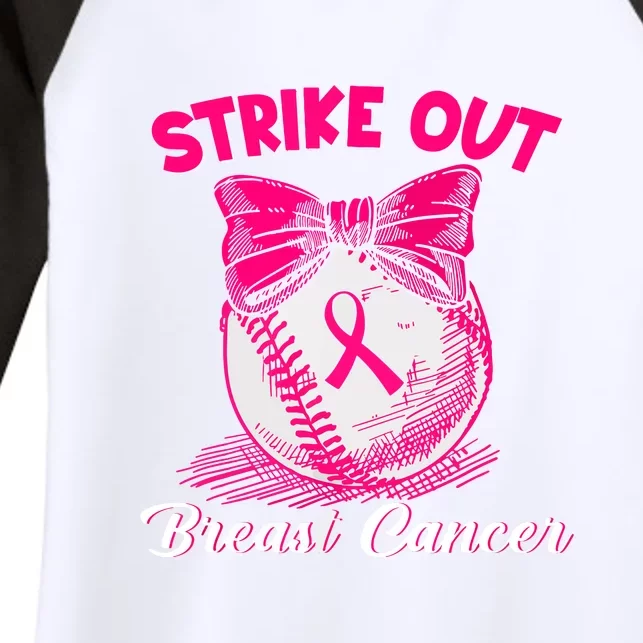 Strike Out Breast Cancer Awareness Ribbon Baseball Fighters Gift Women's Tri-Blend 3/4-Sleeve Raglan Shirt