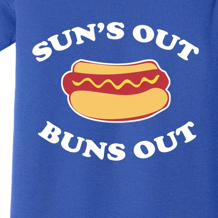 Suns Out Buns Out Funny Summer Hotdog Cookout Bbq Gift Baby Bodysuit