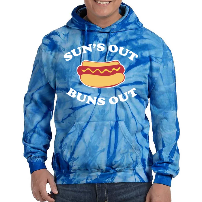 Suns Out Buns Out Funny Summer Hotdog Cookout Bbq Gift Tie Dye Hoodie