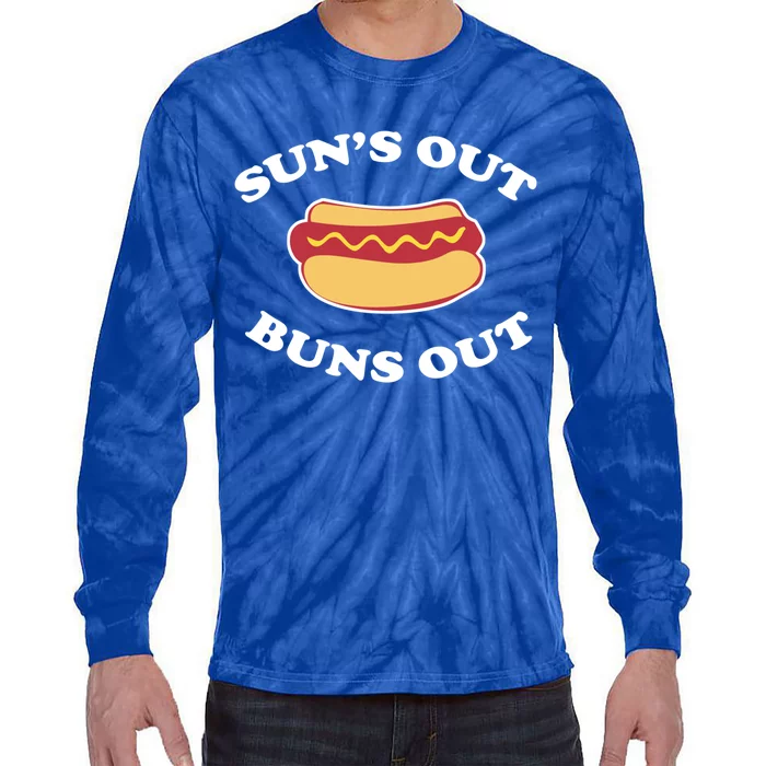 Suns Out Buns Out Funny Summer Hotdog Cookout Bbq Gift Tie-Dye Long Sleeve Shirt