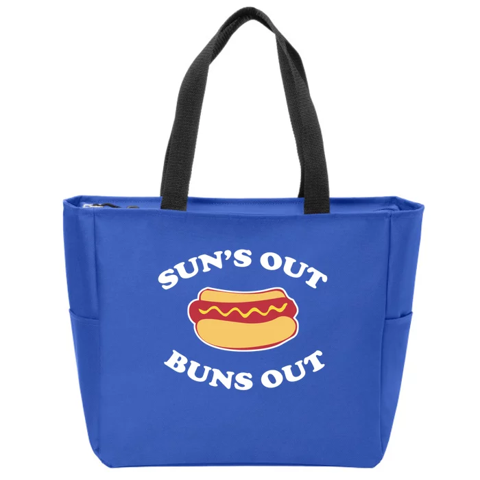 Suns Out Buns Out Funny Summer Hotdog Cookout Bbq Gift Zip Tote Bag