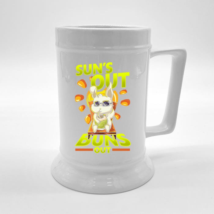 Suns Out Buns Out Vacation Beach Summer Cool Gift Front & Back Beer Stein