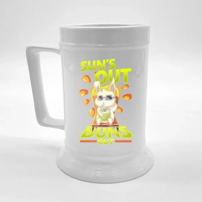 Suns Out Buns Out Vacation Beach Summer Cool Gift Front & Back Beer Stein