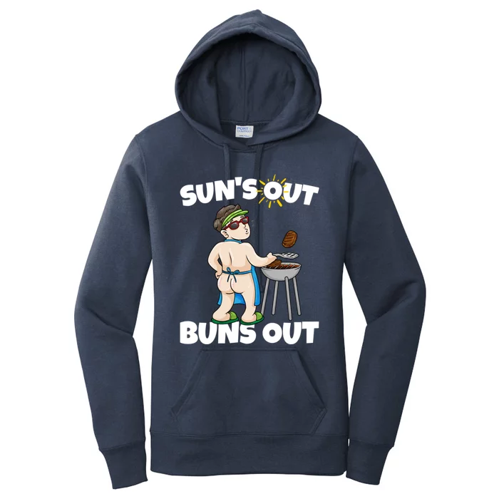 Suns Out Buns Out Funny Bbq Barbecue Grilling Gift Women's Pullover Hoodie