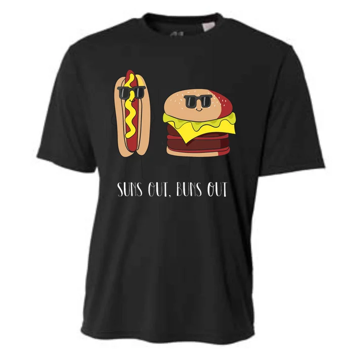 Suns Out Buns Out Hot Dog And Hamburger Cooling Performance Crew T-Shirt