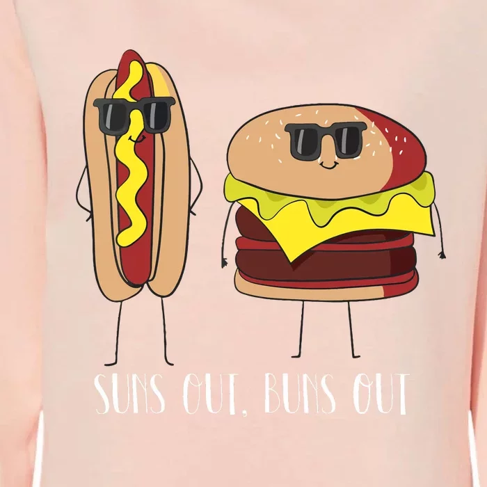 Suns Out Buns Out Hot Dog And Hamburger Womens California Wash Sweatshirt