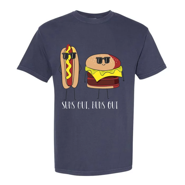 Suns Out Buns Out Hot Dog And Hamburger Garment-Dyed Heavyweight T-Shirt