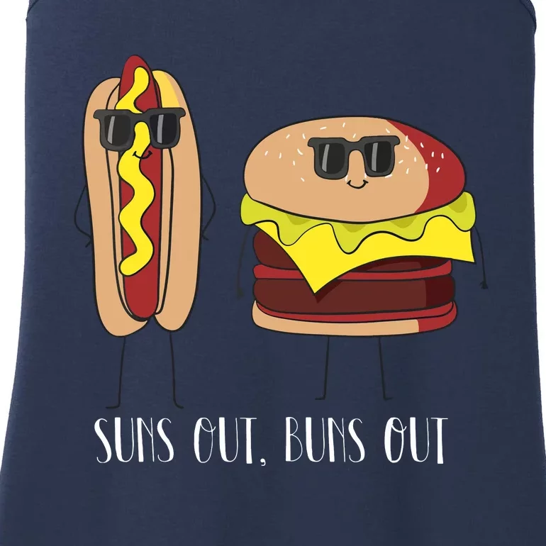 Suns Out Buns Out Hot Dog And Hamburger Ladies Essential Tank