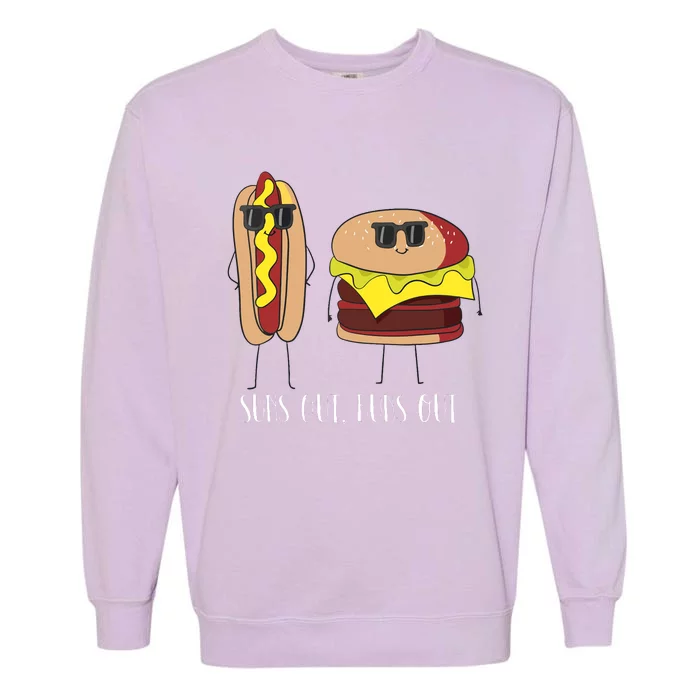 Suns Out Buns Out Hot Dog And Hamburger Garment-Dyed Sweatshirt