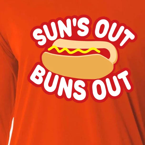 Suns Out Buns Out Funny Hot Dog Food Lover Funny Gift Cooling Performance Long Sleeve Crew