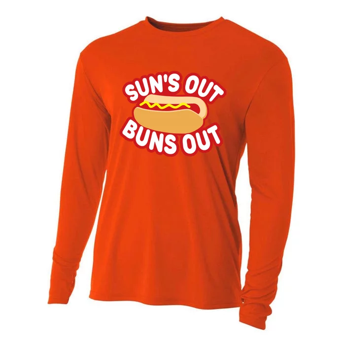 Suns Out Buns Out Funny Hot Dog Food Lover Funny Gift Cooling Performance Long Sleeve Crew