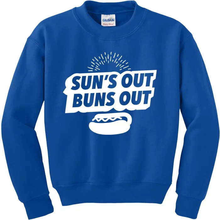 Suns Out Buns Out Grilling Barbecue Bbq Grillmaster Funny Gift Kids Sweatshirt