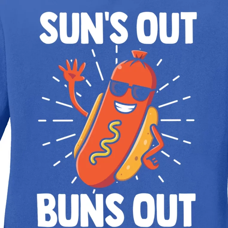 Suns Out Buns Out Hot Dog Costume Funny Gift Ladies Long Sleeve Shirt