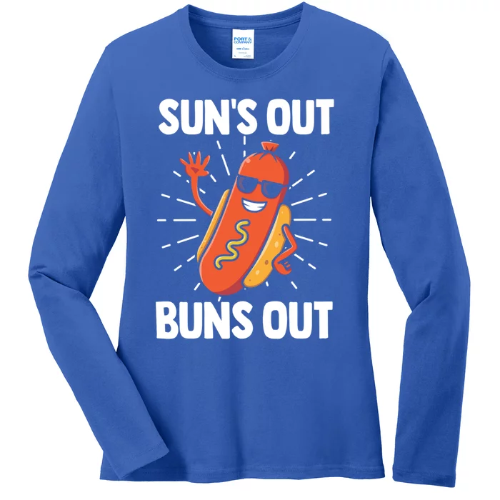 Suns Out Buns Out Hot Dog Costume Funny Gift Ladies Long Sleeve Shirt