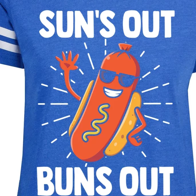 Suns Out Buns Out Hot Dog Costume Funny Gift Enza Ladies Jersey Football T-Shirt