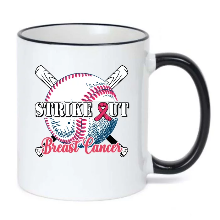 Strike Out Breast Cancer Baseball Black Color Changing Mug