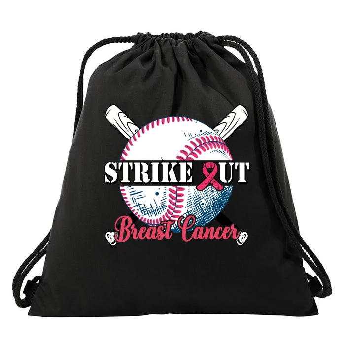 Strike Out Breast Cancer Baseball Drawstring Bag