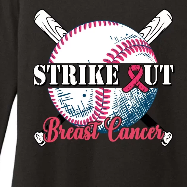 Strike Out Breast Cancer Baseball Womens CVC Long Sleeve Shirt