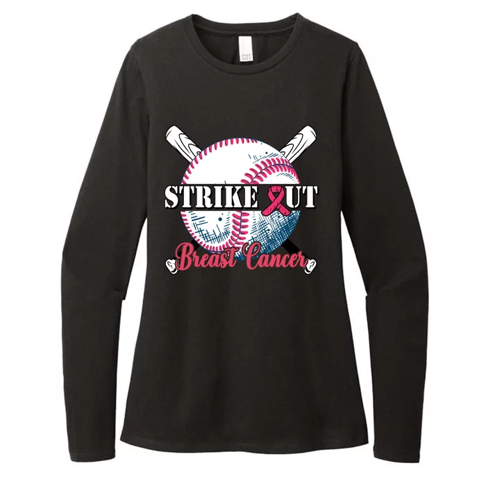 Strike Out Breast Cancer Baseball Womens CVC Long Sleeve Shirt