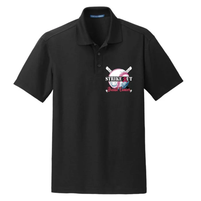 Strike Out Breast Cancer Baseball Dry Zone Grid Performance Polo