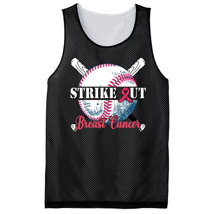 Strike Out Breast Cancer Baseball Mesh Reversible Basketball Jersey Tank