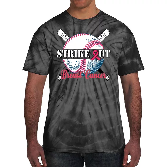 Strike Out Breast Cancer Baseball Tie-Dye T-Shirt