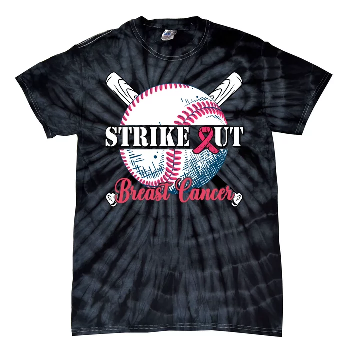 Strike Out Breast Cancer Baseball Tie-Dye T-Shirt