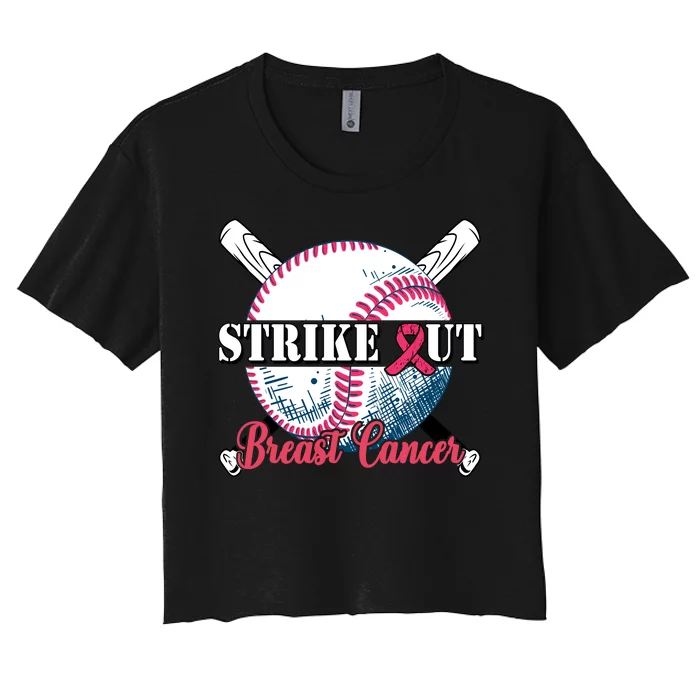 Strike Out Breast Cancer Baseball Women's Crop Top Tee