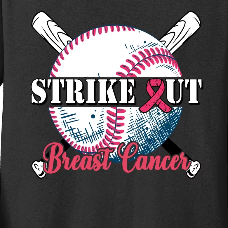 Strike Out Breast Cancer Baseball Kids Long Sleeve Shirt