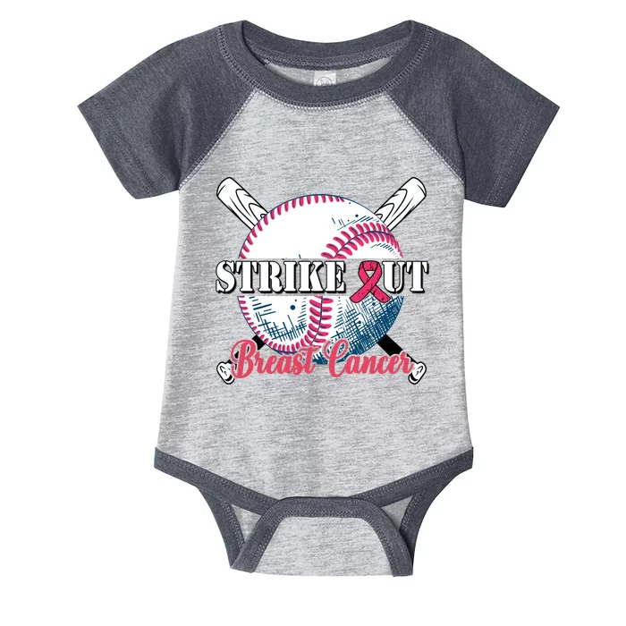 Strike Out Breast Cancer Baseball Infant Baby Jersey Bodysuit