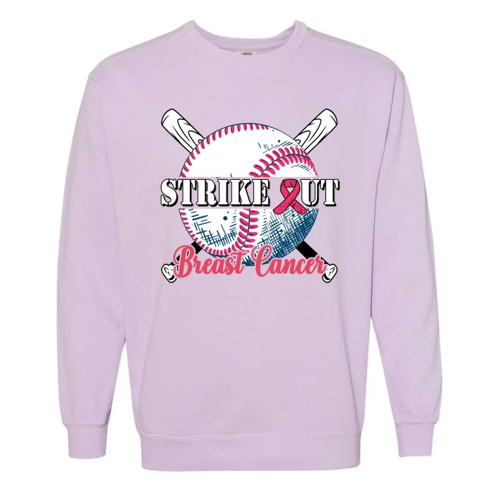 Strike Out Breast Cancer Baseball Garment-Dyed Sweatshirt