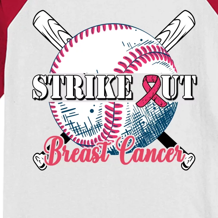 Strike Out Breast Cancer Baseball Kids Colorblock Raglan Jersey