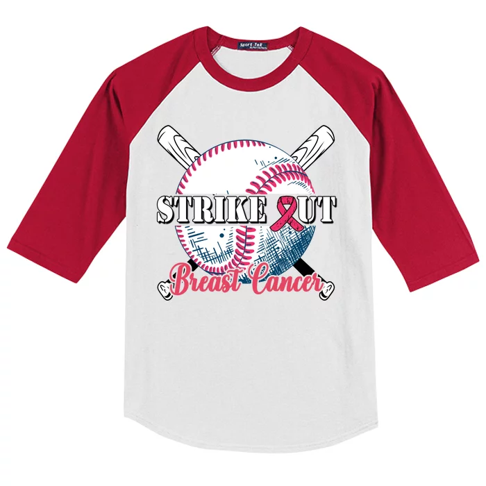 Strike Out Breast Cancer Baseball Kids Colorblock Raglan Jersey