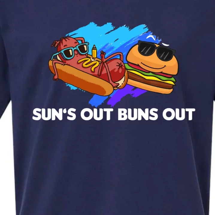 Suns Out Buns Out Hotdog And Cheeseburger Day Summer Gift Sueded Cloud Jersey T-Shirt