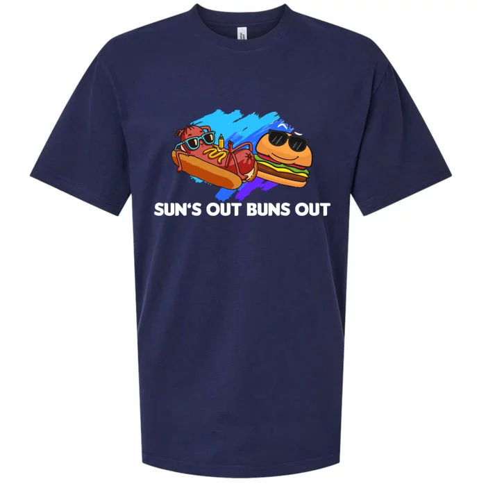 Suns Out Buns Out Hotdog And Cheeseburger Day Summer Gift Sueded Cloud Jersey T-Shirt