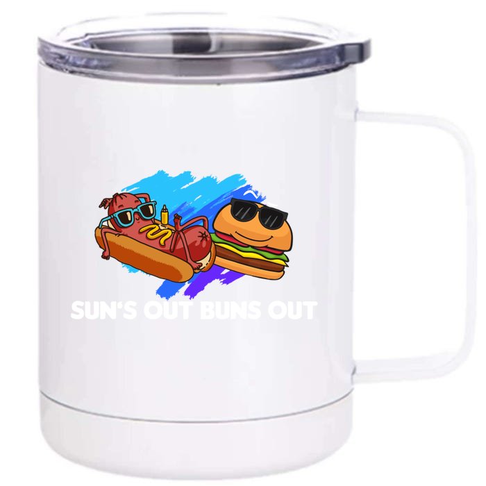 Suns Out Buns Out Hotdog And Cheeseburger Day Summer Gift Front & Back 12oz Stainless Steel Tumbler Cup