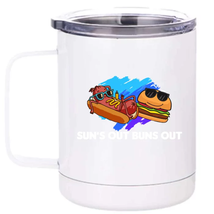 Suns Out Buns Out Hotdog And Cheeseburger Day Summer Gift Front & Back 12oz Stainless Steel Tumbler Cup