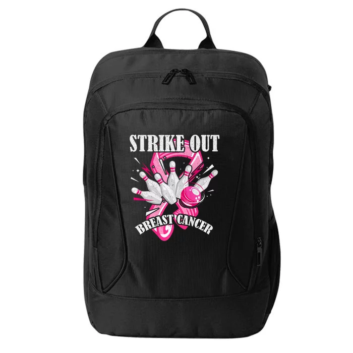 Strike Out Breast Cancer Awareness Bowling Fighter City Backpack