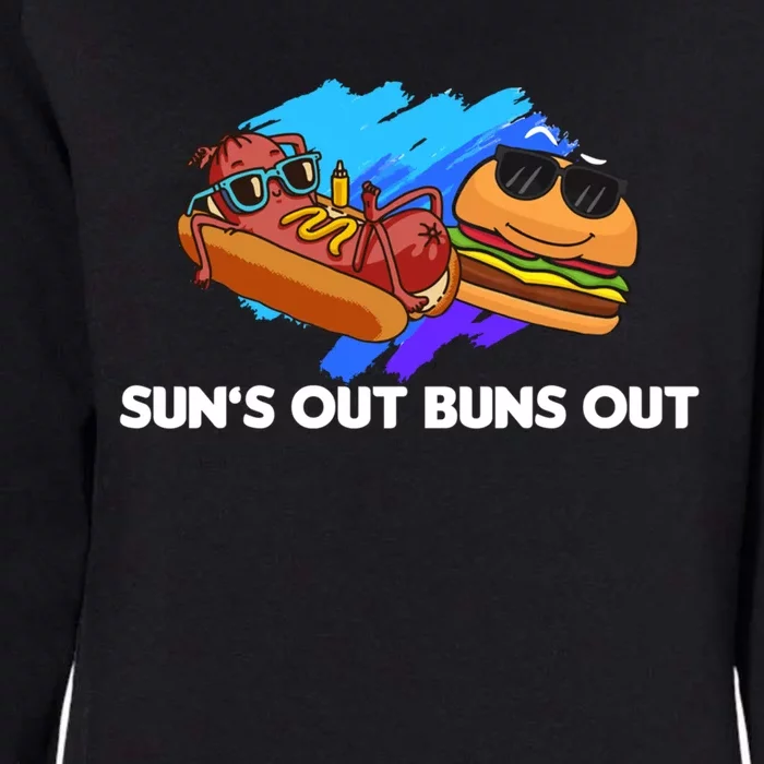 Suns Out Buns Out Hotdog And Cheeseburger Day Summer Gift Womens California Wash Sweatshirt