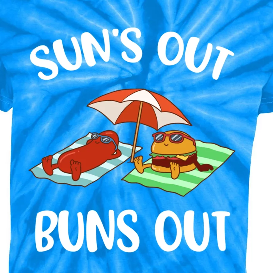 Suns Out Buns Out Funny Gift Kids Tie-Dye T-Shirt